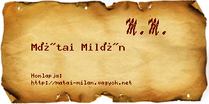 Mátai Milán névjegykártya